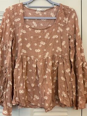 Altar'd State Mauve Floral Tiered Peasant Top